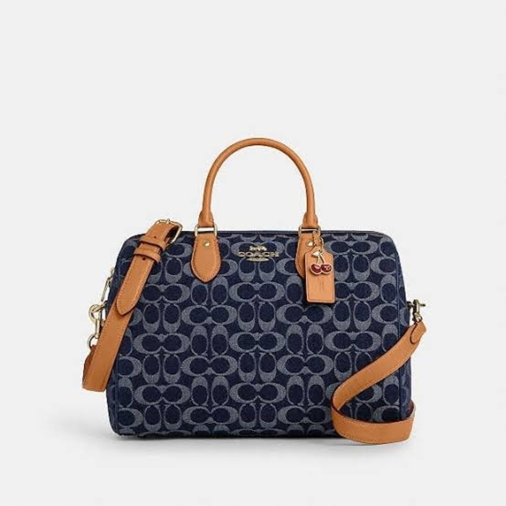 Coach Blue and Tan Signature Satchel